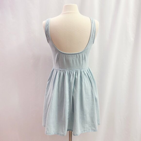 ASOS light blue denim button down pinafore dress - size US6 - Picture 2 of 5